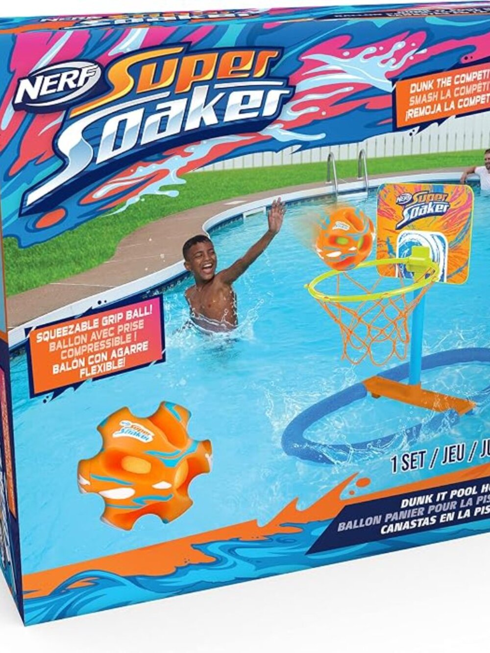 NERF Super Soaker Dunk It Pool Hoop Set - NEW
